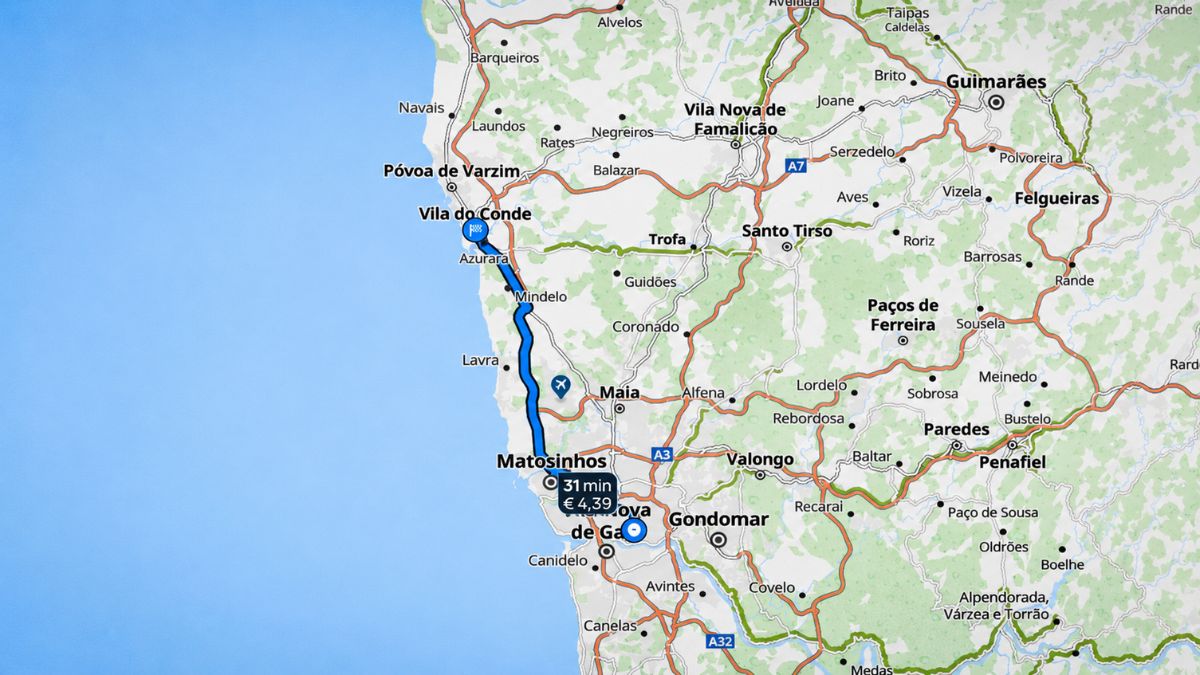 Quantos km do Porto a Vila do Conde?